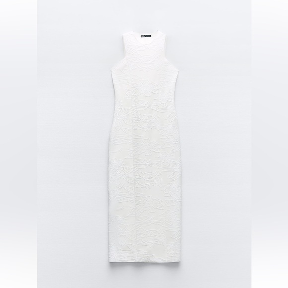 ZARA FITTED JACQUARD DRESS SIZE M WHITE 3644/630 NWT - Picture 4 of 6